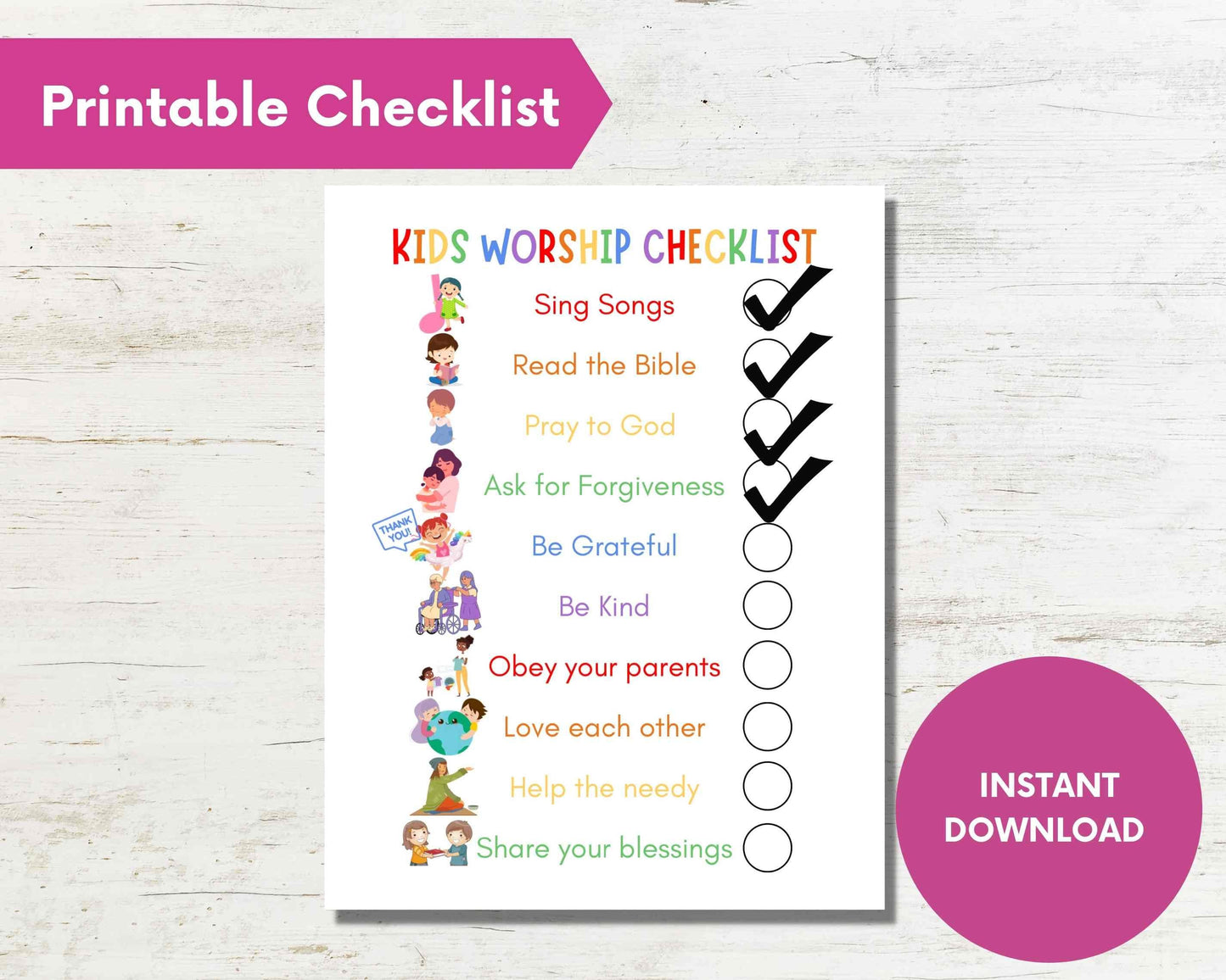 Printable Sunday School Kids Worship Checklist for Children’s Ministry