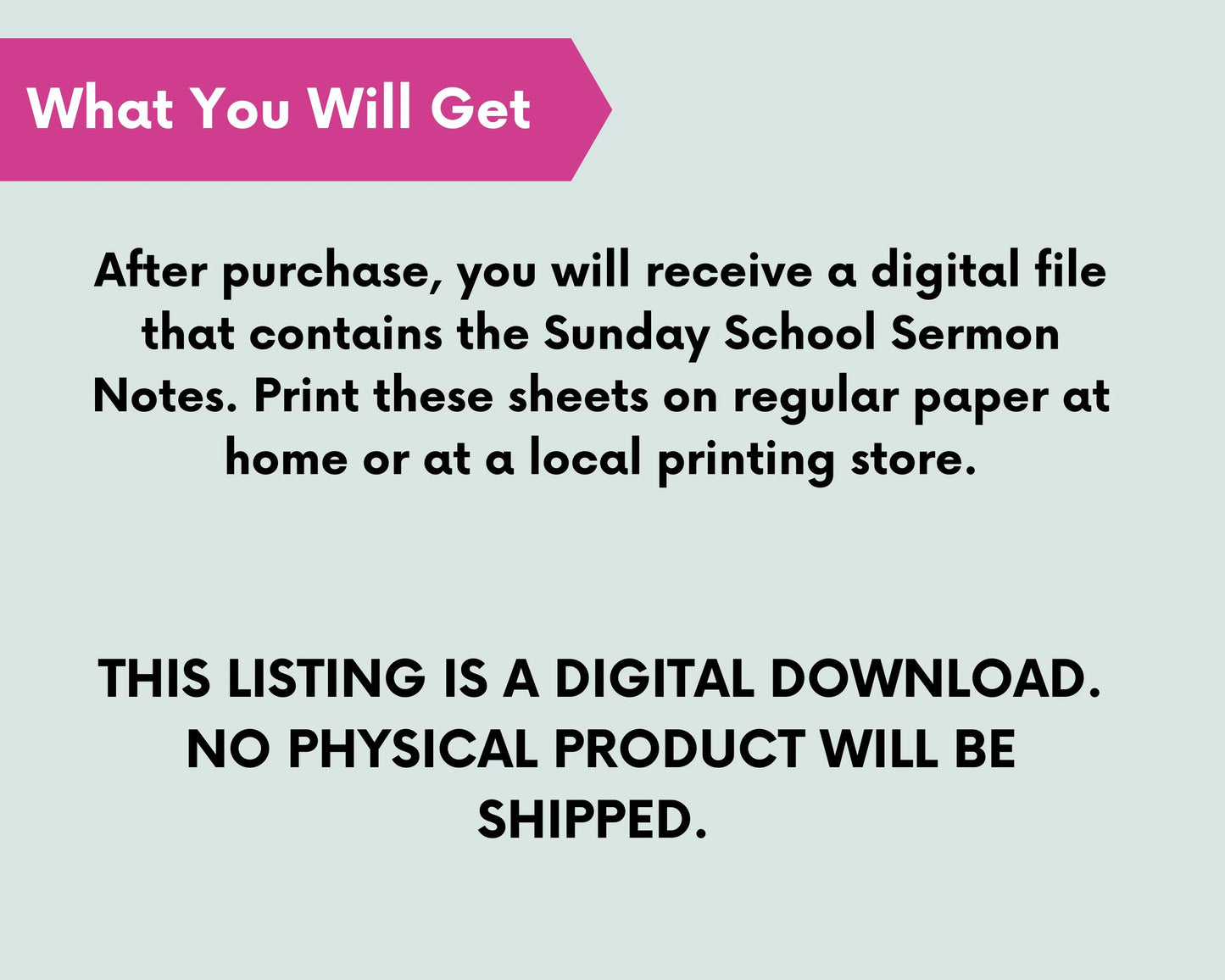 Sunday School Sermon Notes for Kids Instant Download