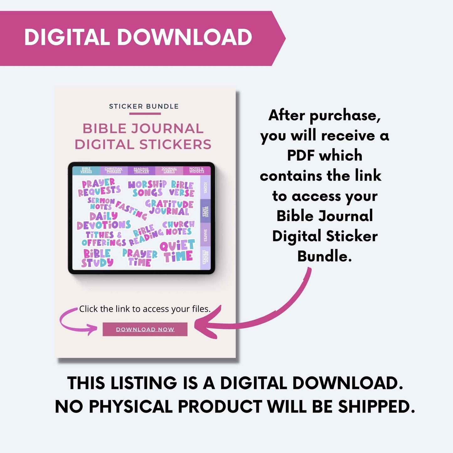 Bible Journal Christian Goodnotes Digital Stickers for Ipad