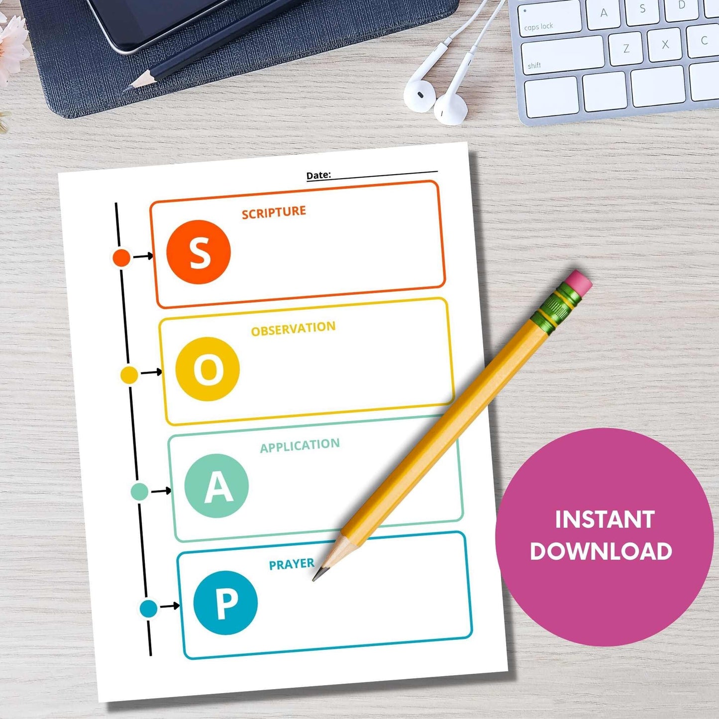 Printable SOAP Devotional Template for Youth Group Christian Bible Study Method
