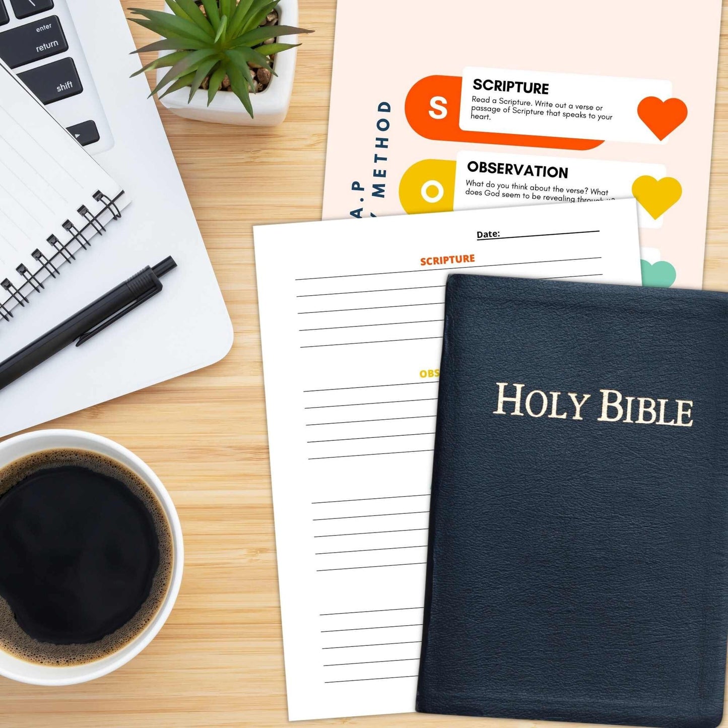 Printable SOAP Devotional Template for Youth Group Christian Bible Study Method