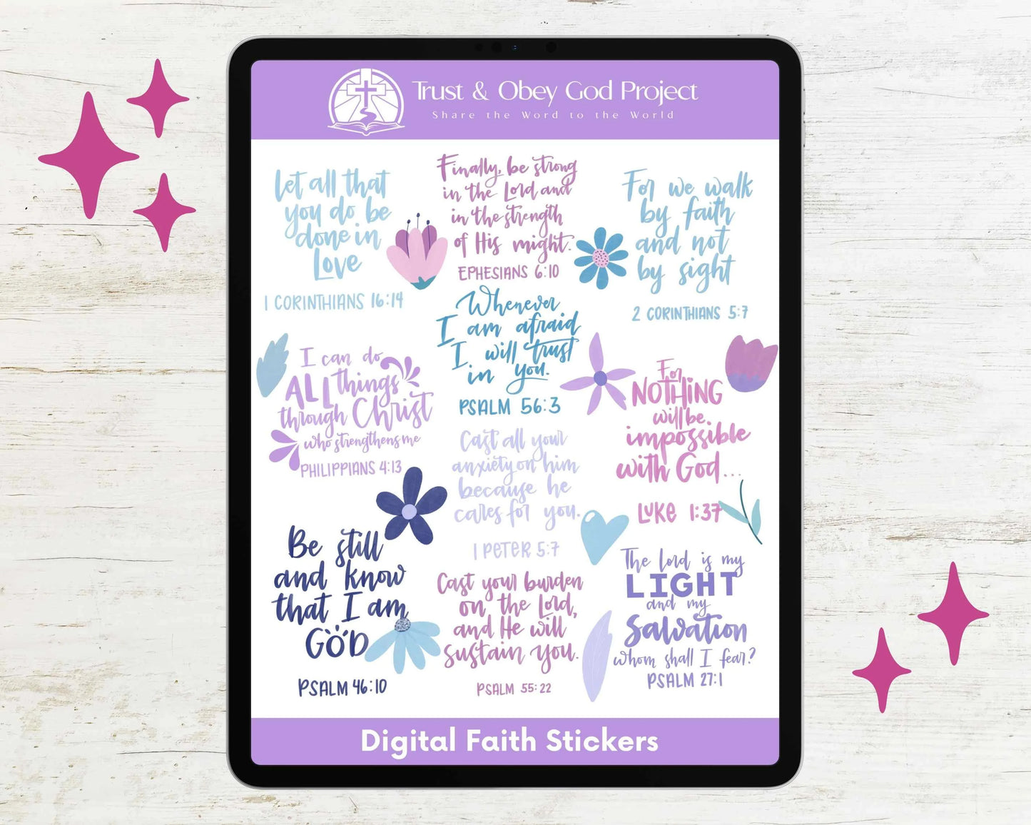 Handwritten Bible Verse Digital Stickers for Goodnotes Planner
