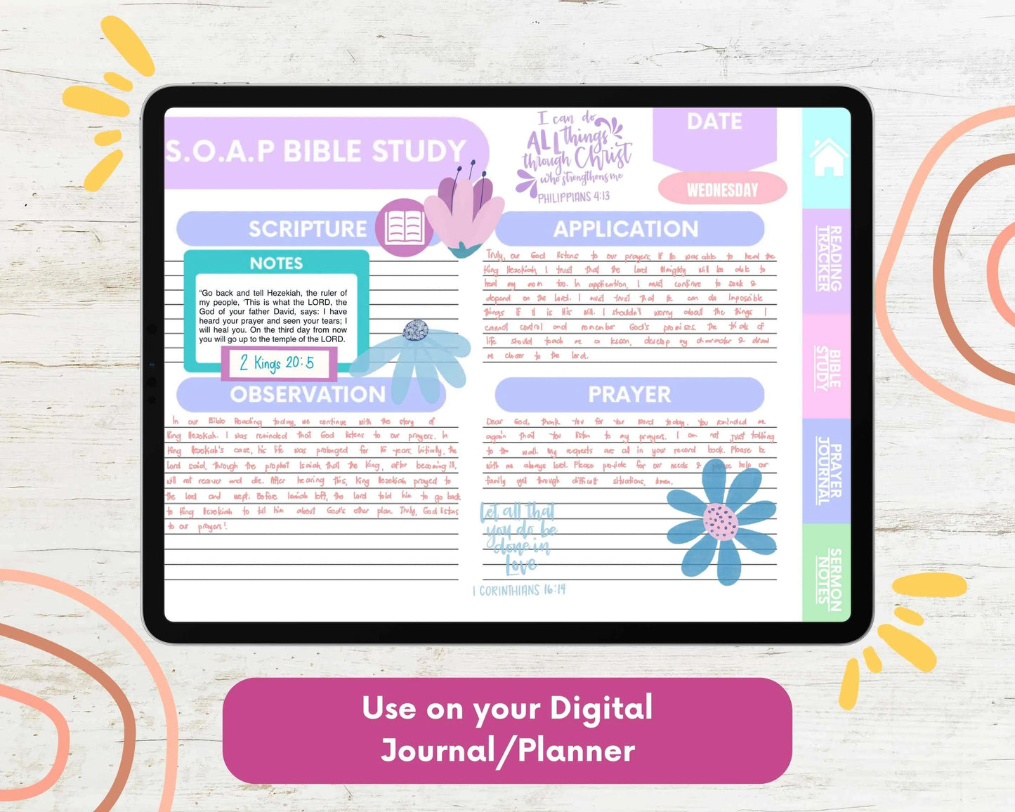 Handwritten Bible Verse Digital Stickers for Goodnotes Planner