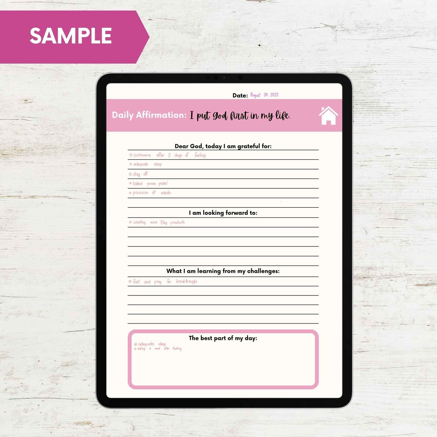 Simple Blue 100 Days of Gratitude Digital Goodnotes Journal for Ipad