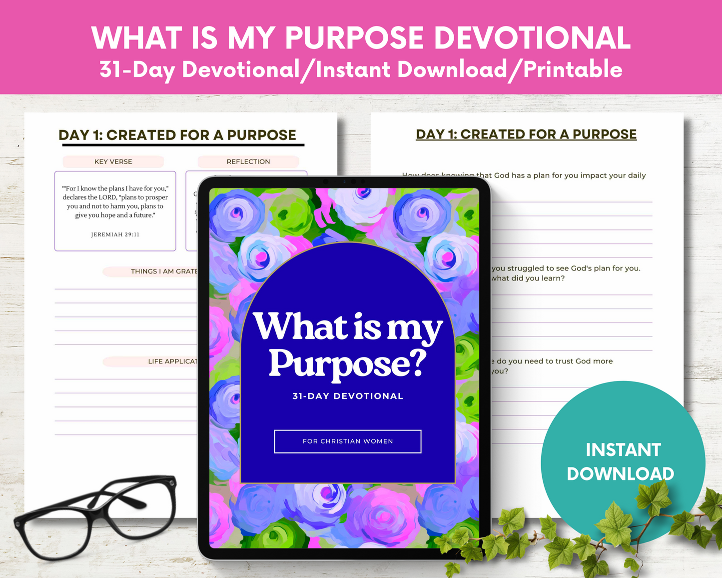 Discover Your Purpose:31 Day Printable Devotional for Christian Women