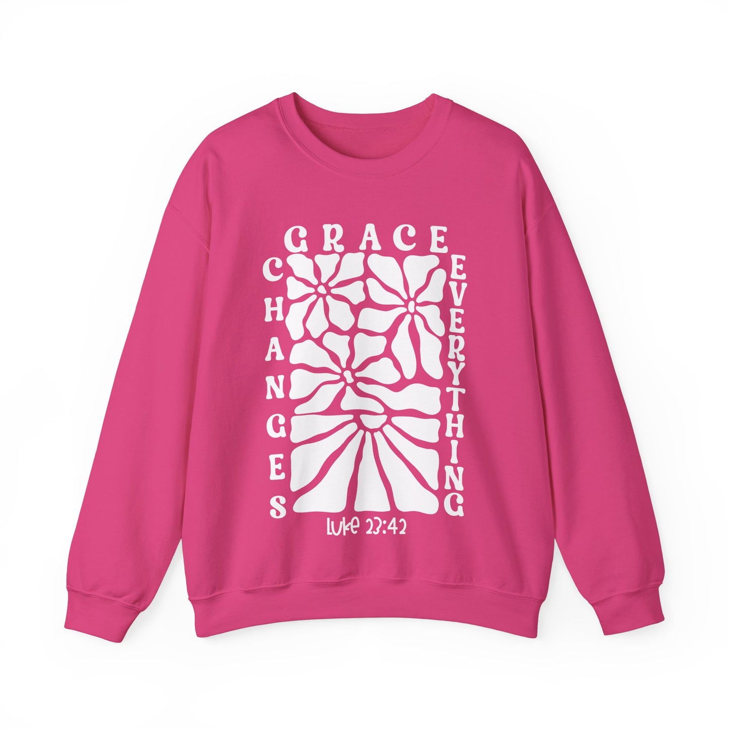 Grace Changes Everything Cozy Floral Christian Sweatshirt