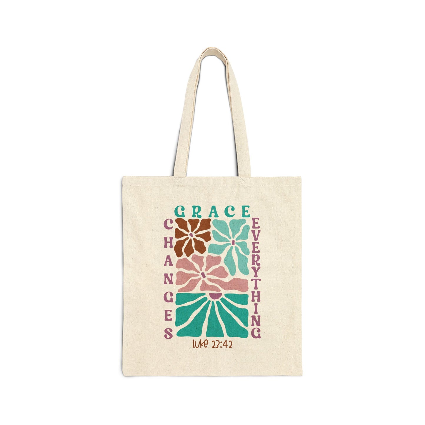 Grace Changes Everything Eco-Friendly Cotton Canvas Tote Bag| Faith-Based Shopping Bag