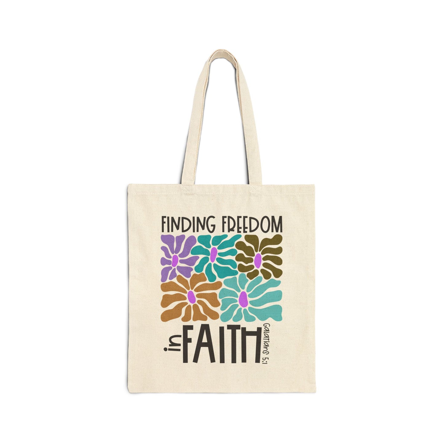 Finding Freedom in Faith Tote Bag,Religious Gift, Motivational Shopping Bag, Church Events, Everyday Use