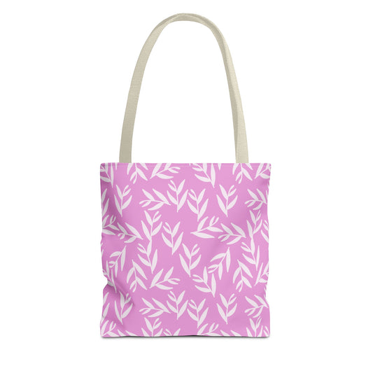 Chic Floral Tote Bag - Pink Leaf Design for Everyday Use