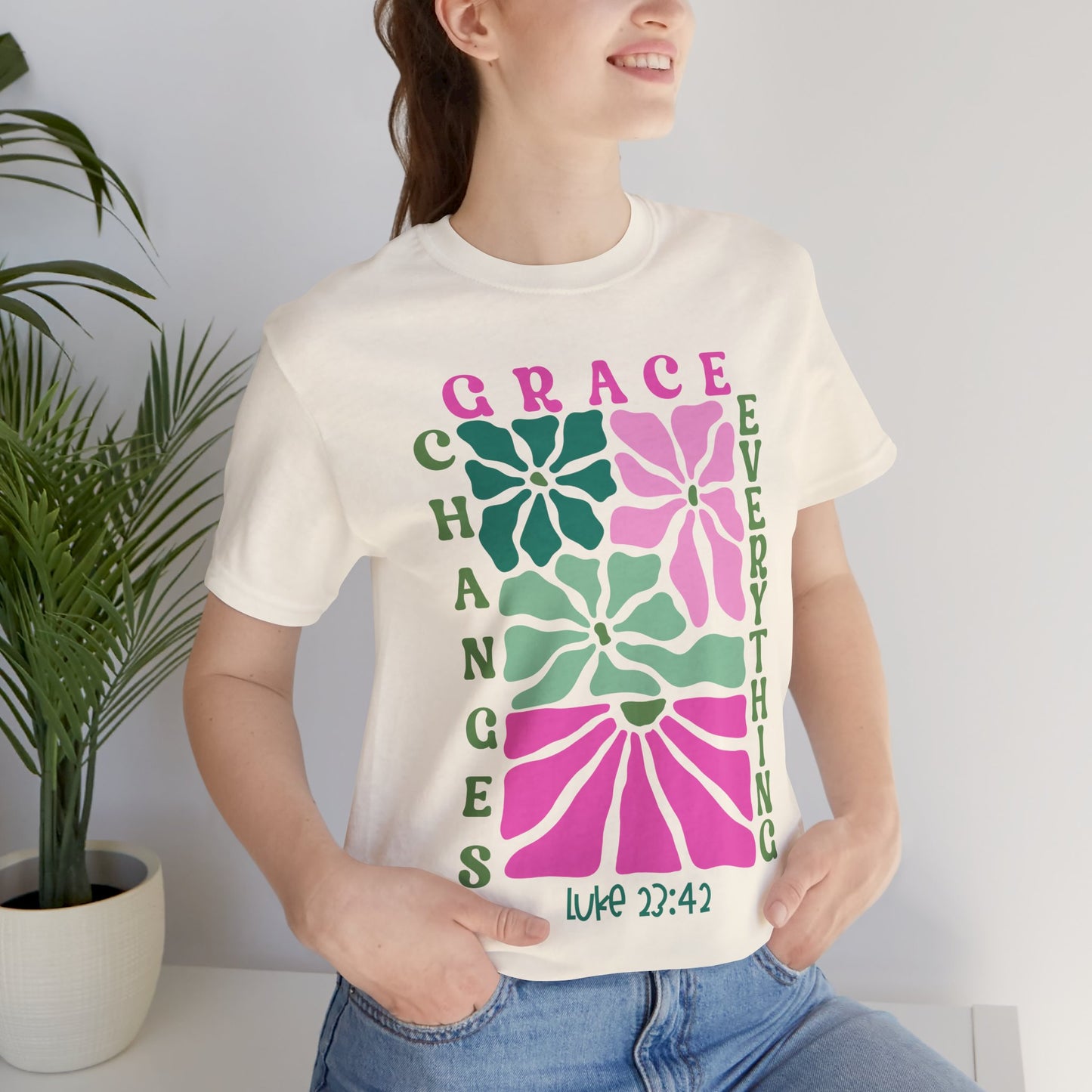 Grace Changes Everything Floral T-Shirt| Faith-Based Apparel