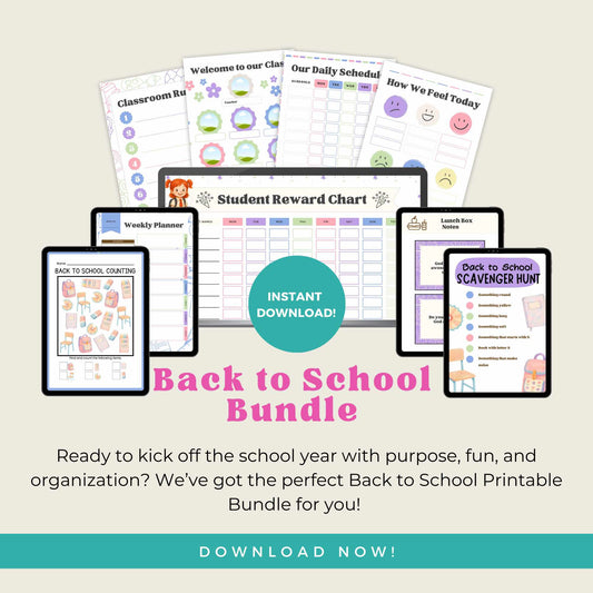 Back to School Bundle for Kids | Printable Placemats, First Day Activities, Chore Charts, Lunchbox Notes & More!