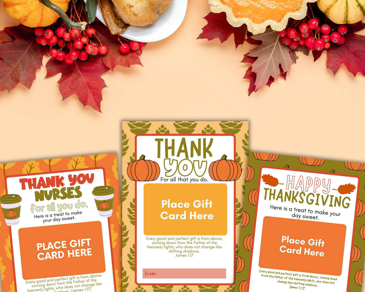 Thanksgiving Gift Card Holder Bundle – Printable 12-Pack