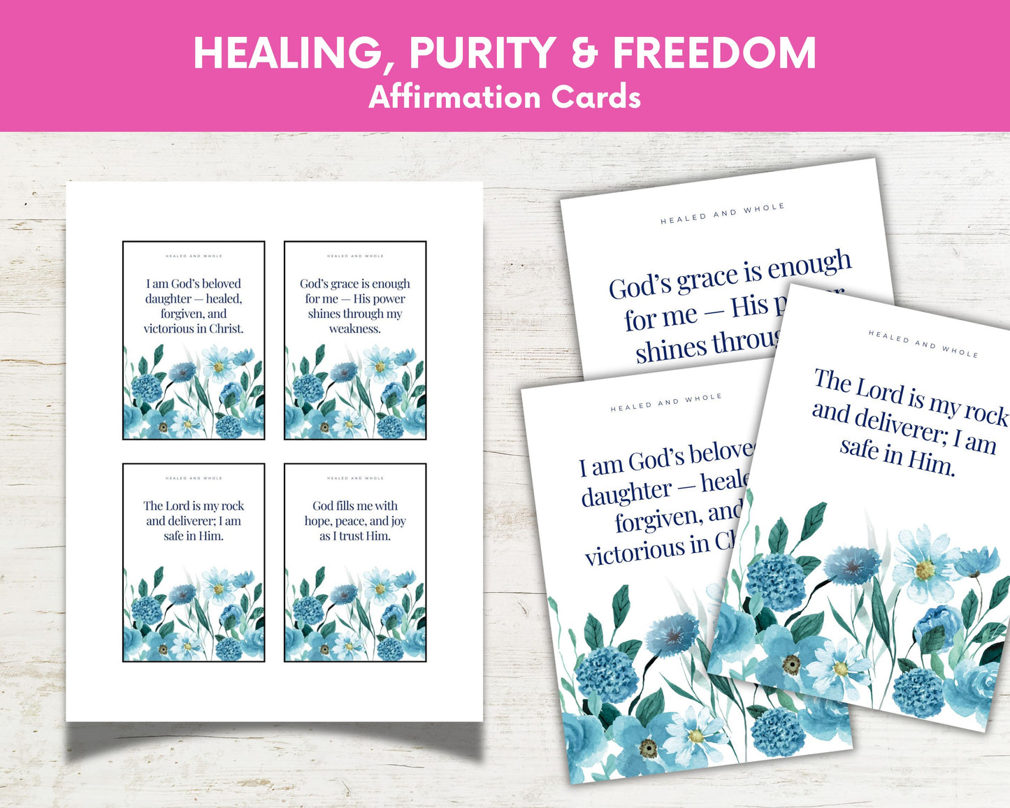 31 Biblical Affirmation Cards for Healing, Purity & Freedom in Christ