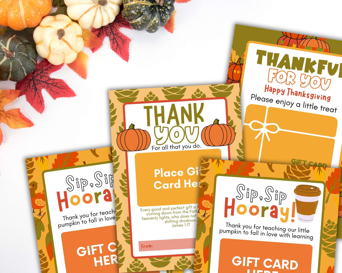 Thanksgiving Gift Card Holder Bundle – Printable 12-Pack
