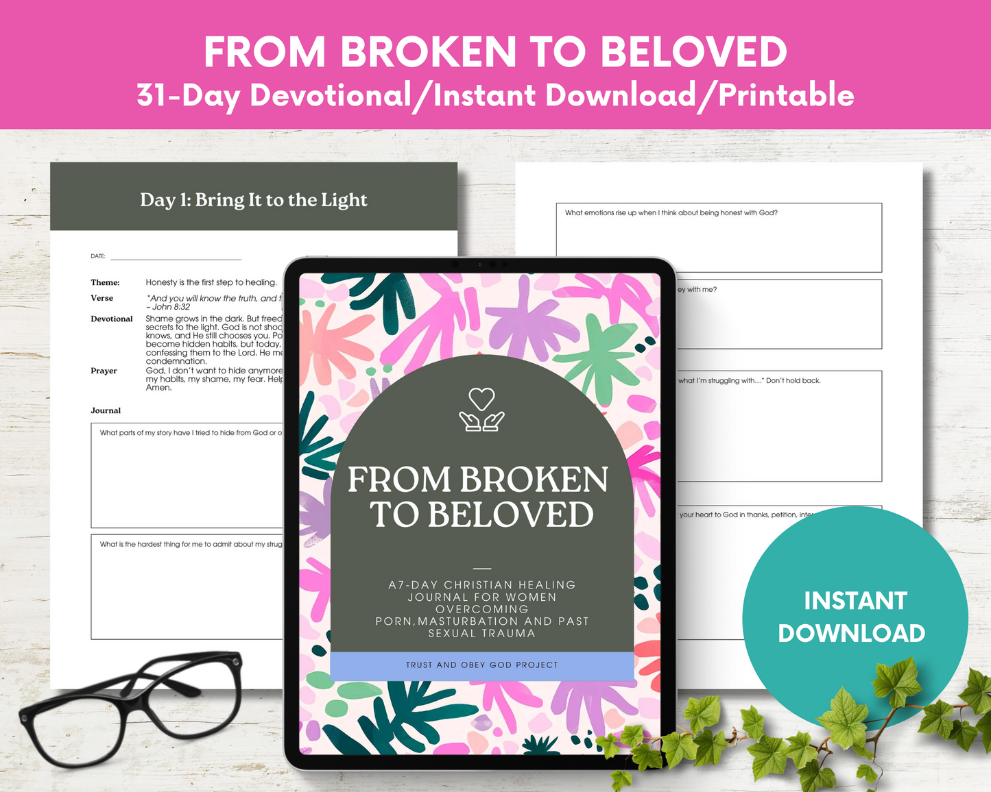 From Broken to Beloved | 7-Day Christian Healing Journal for Women Overcoming Porn, Masturbation & Sexual Trauma