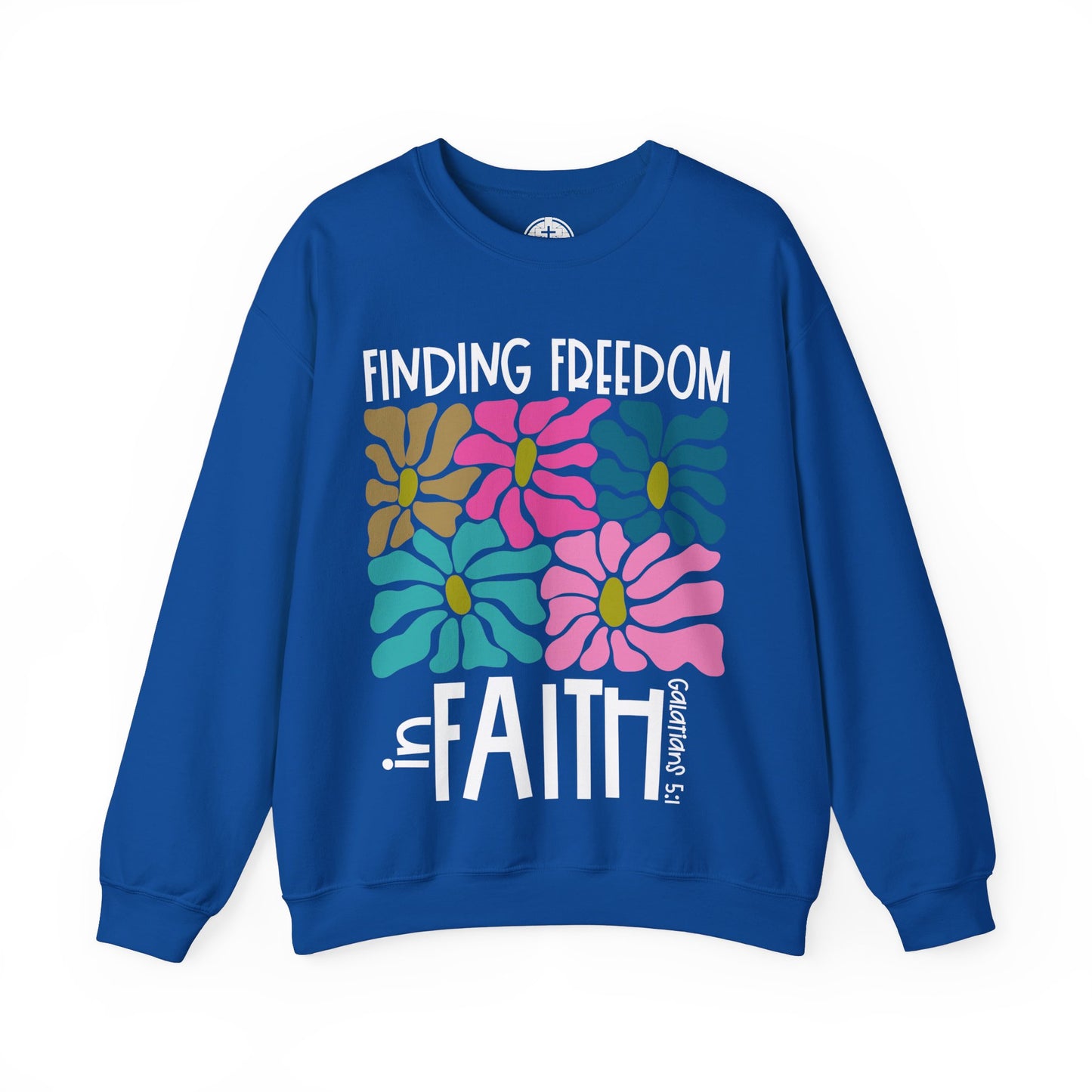 Finding Freedom in Faith Floral Vibe Crewneck Sweatshirt for Cozy Days