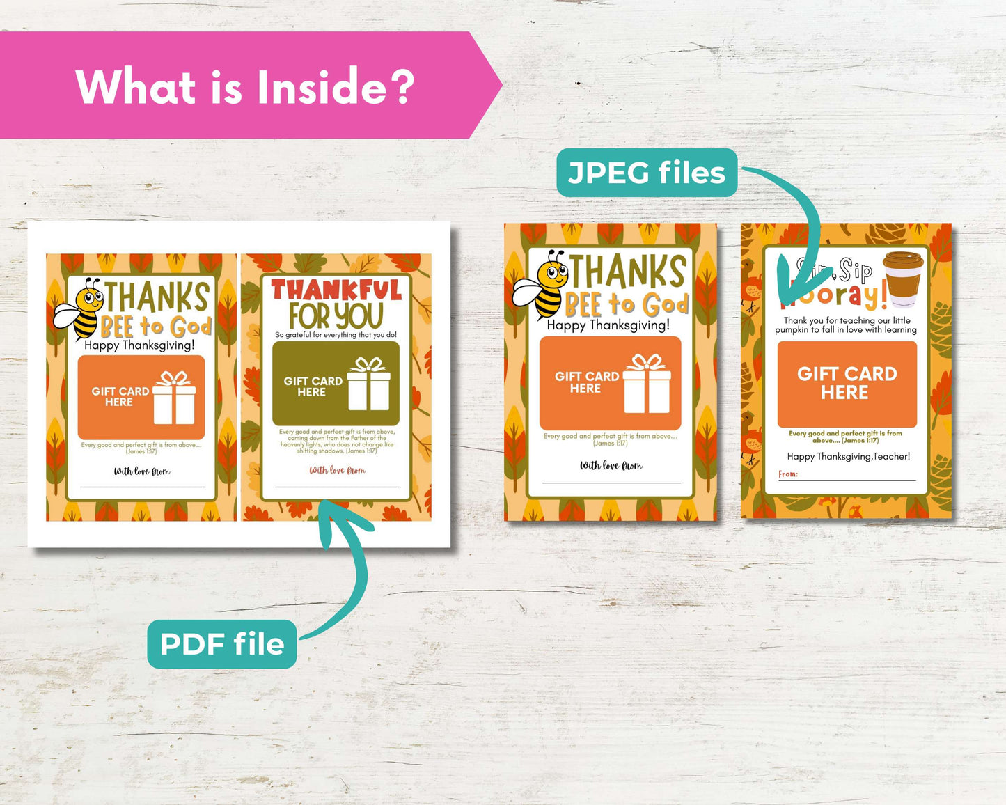 Thanksgiving Gift Card Holder Bundle – Printable 12-Pack