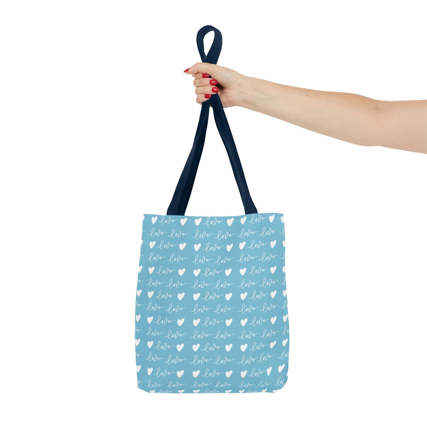 Love Pattern Tote Bag - Versatile Blue Shopping Tote for Everyday Use