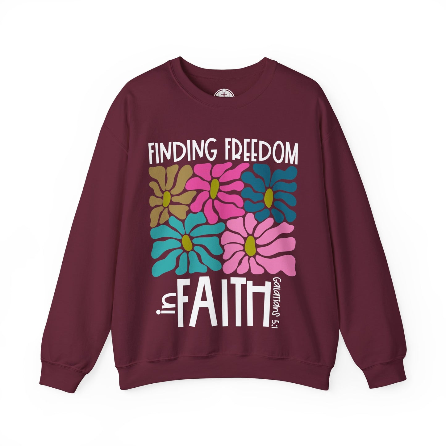 Finding Freedom in Faith Floral Vibe Crewneck Sweatshirt for Cozy Days