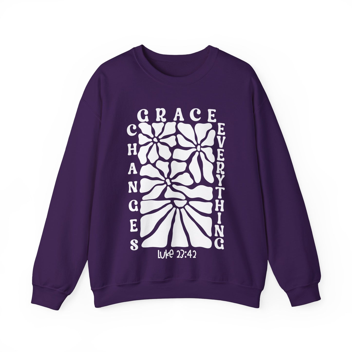 Grace Changes Everything Cozy Floral Christian Sweatshirt