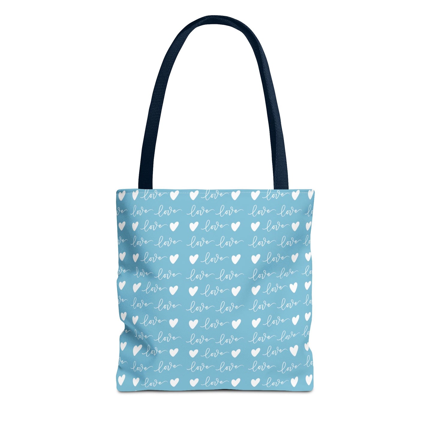 Love Pattern Tote Bag - Versatile Blue Shopping Tote for Everyday Use