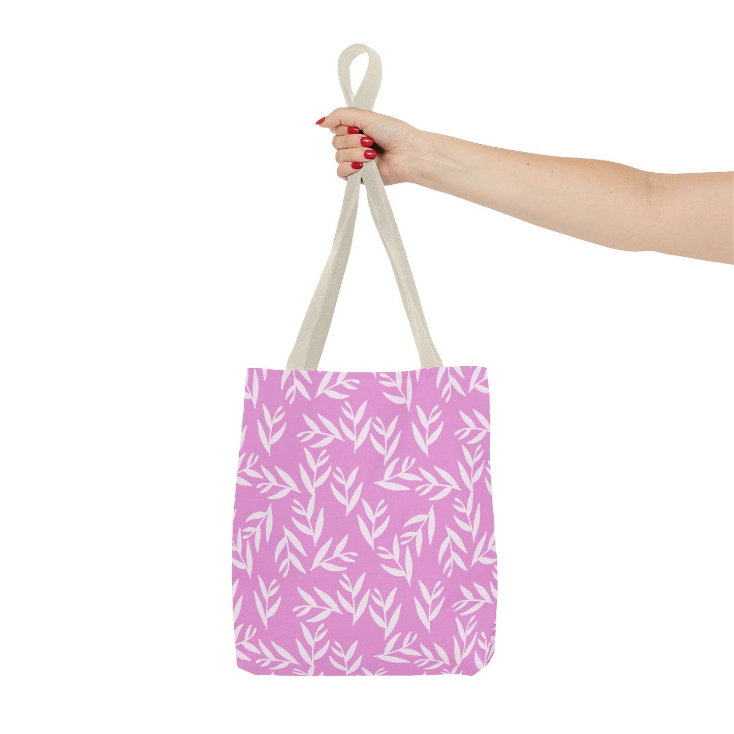 Chic Floral Tote Bag - Pink Leaf Design for Everyday Use