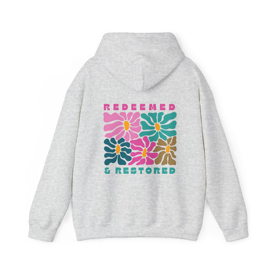 Redeemed & Restored Floral Hoodie - Unisex Heavy Blend™ Sweatshirt