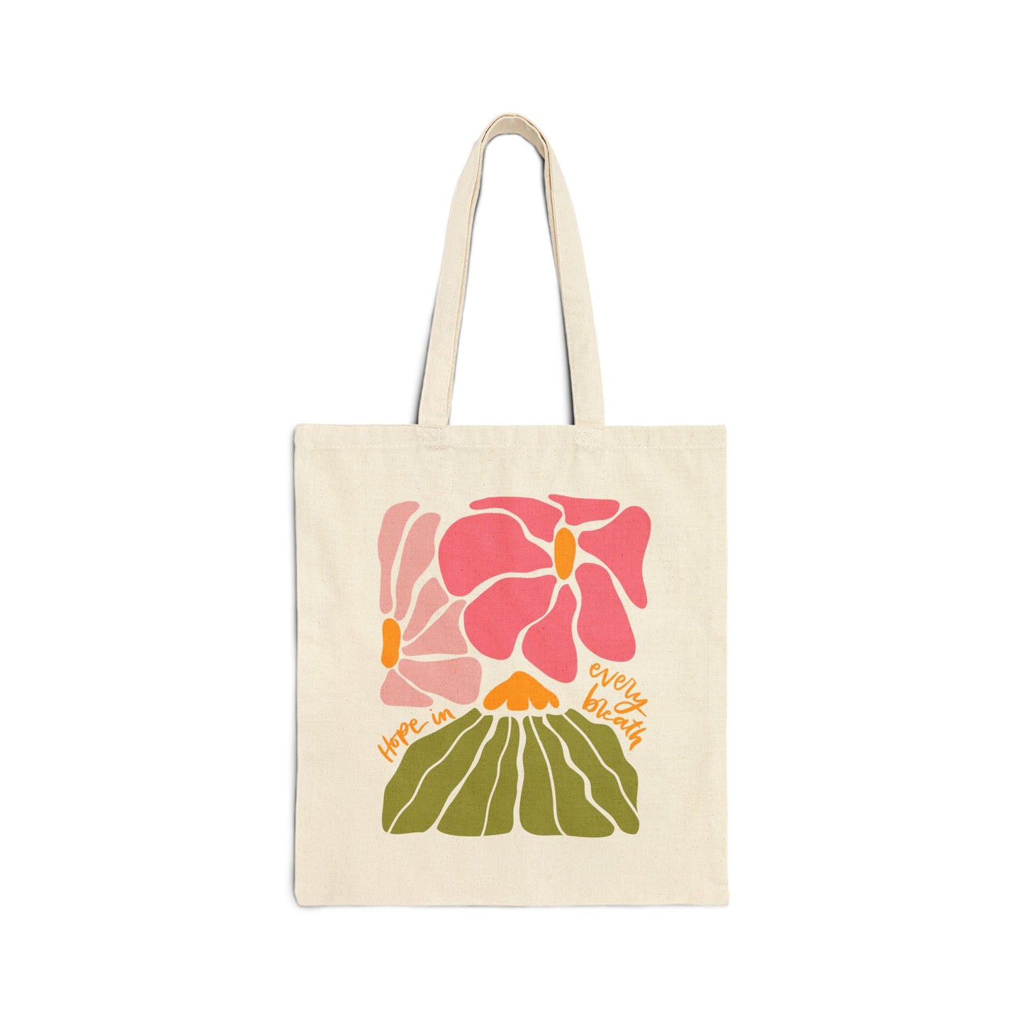 Floral 'Hope In Every Breath' Cotton Canvas Tote Bag