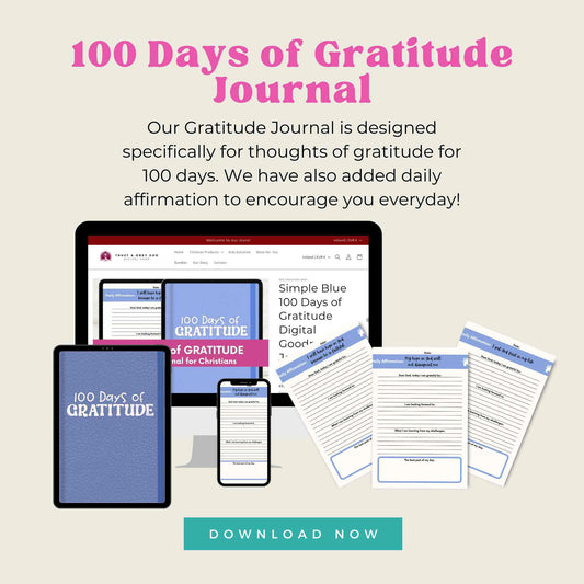 Simple Blue 100 Days of Gratitude Digital Goodnotes Journal for Ipad