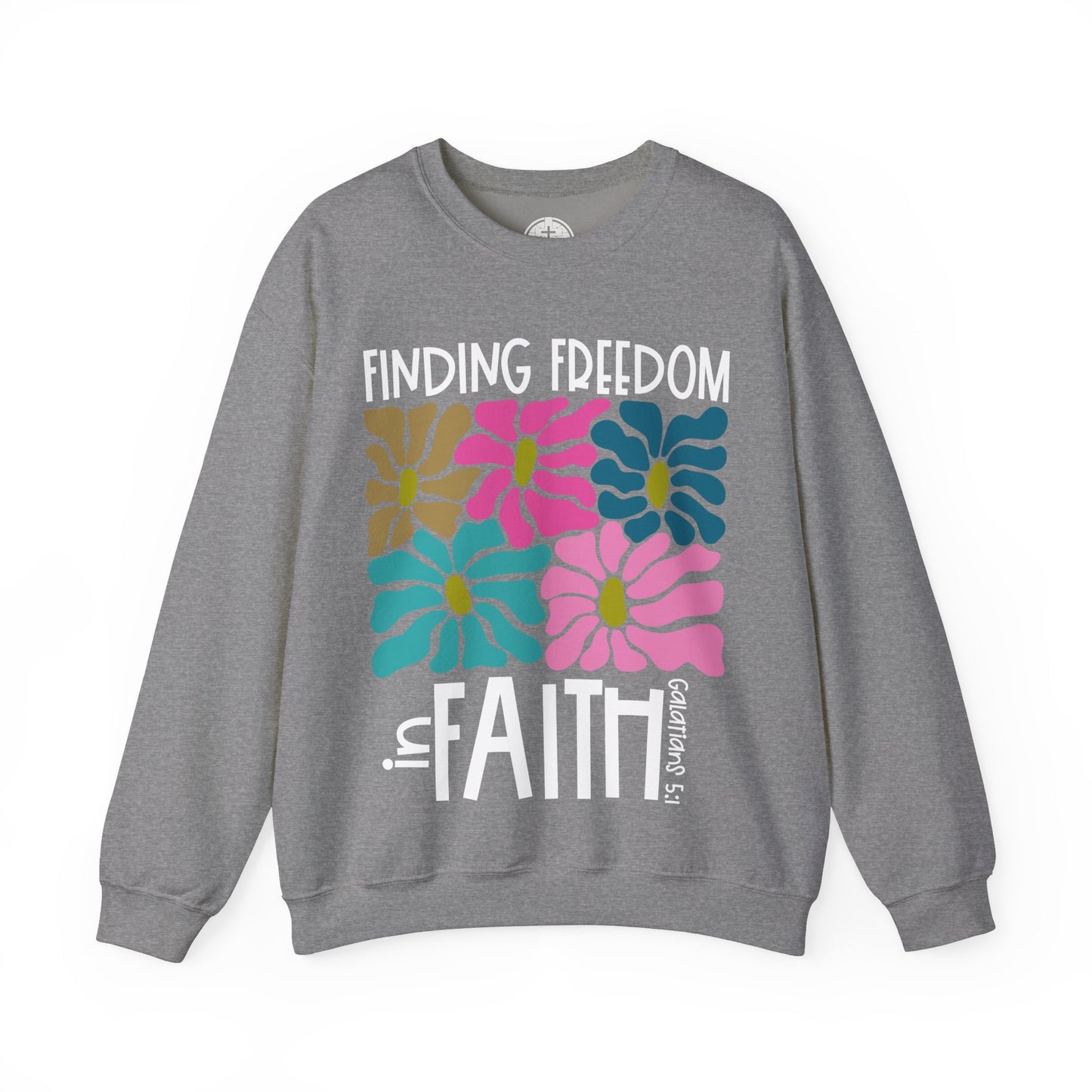 Finding Freedom in Faith Floral Vibe Crewneck Sweatshirt for Cozy Days