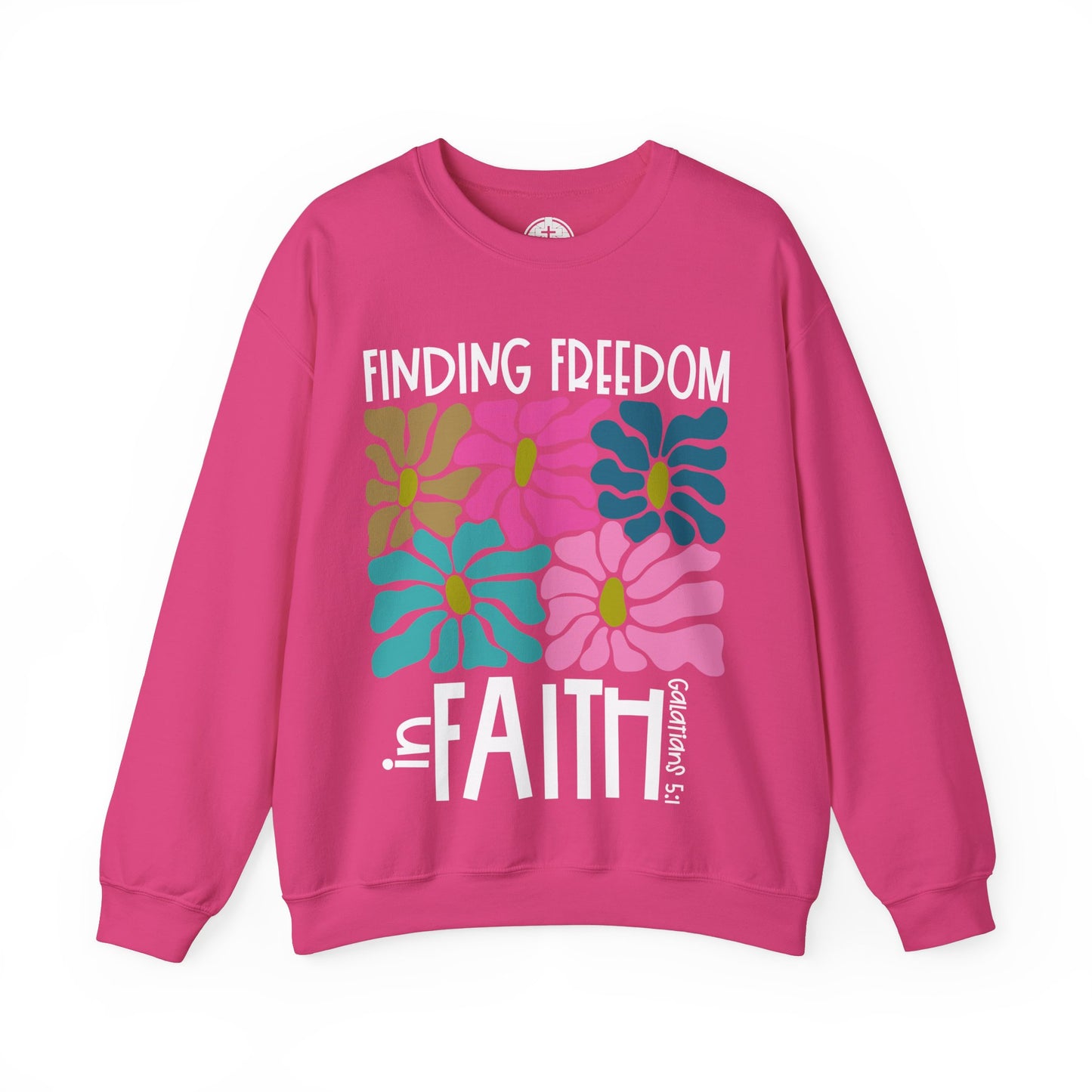 Finding Freedom in Faith Floral Vibe Crewneck Sweatshirt for Cozy Days