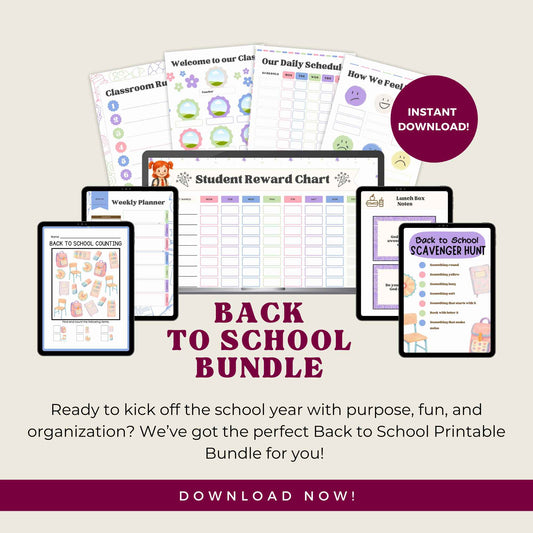 Back to School Bundle for Kids | Printable Placemats, First Day Activities, Chore Charts, Lunchbox Notes & More!