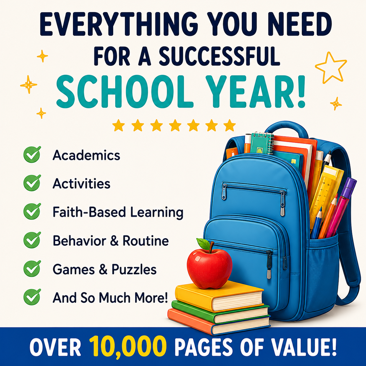 Back to School Mega Bundle for Kids – 10,000+ Pages of Fun, Faith & Learning (With Master Resell Rights!)