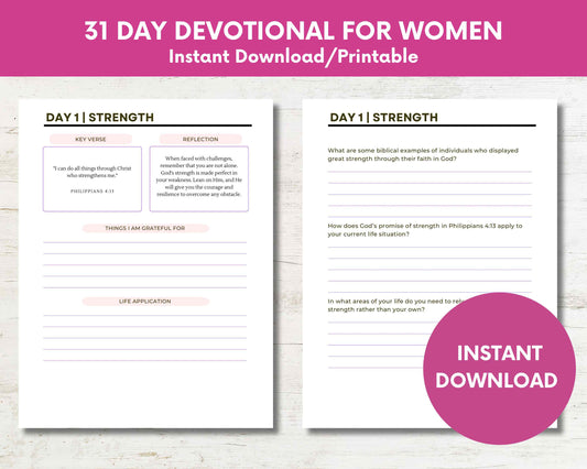 Journey of Faith: 31 Day Printable Devotional for Christian Women