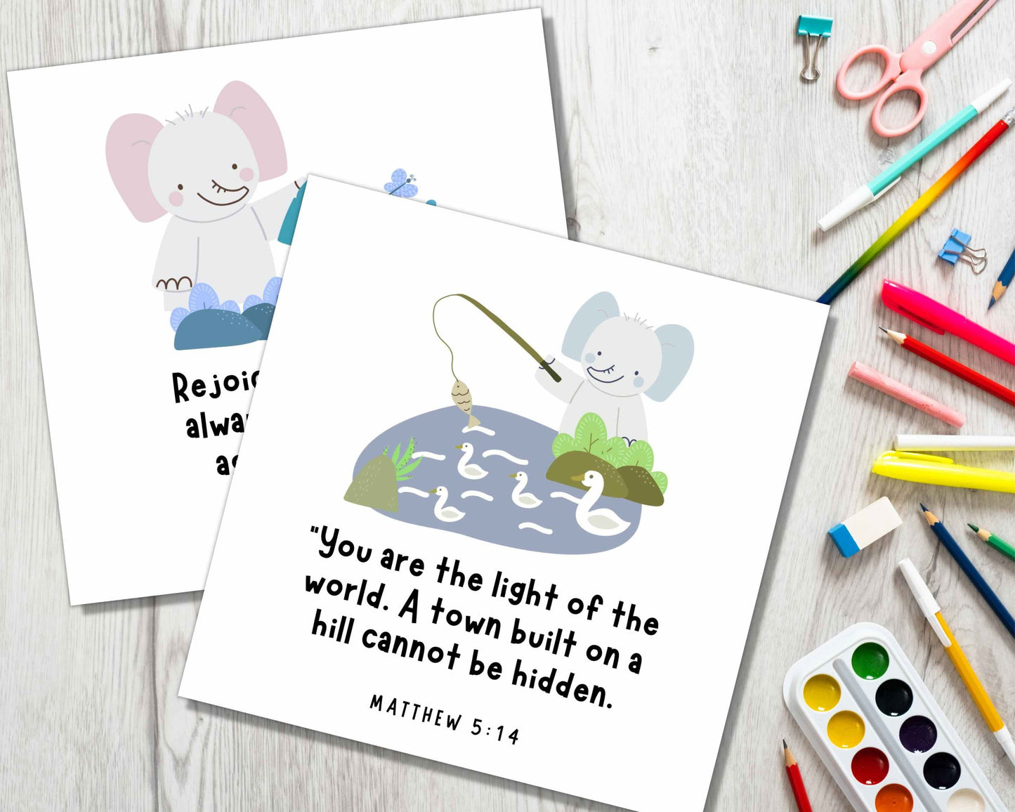 Kids Printable Homeschool Christian Scripture Bible Verse Cards w/ Pictures