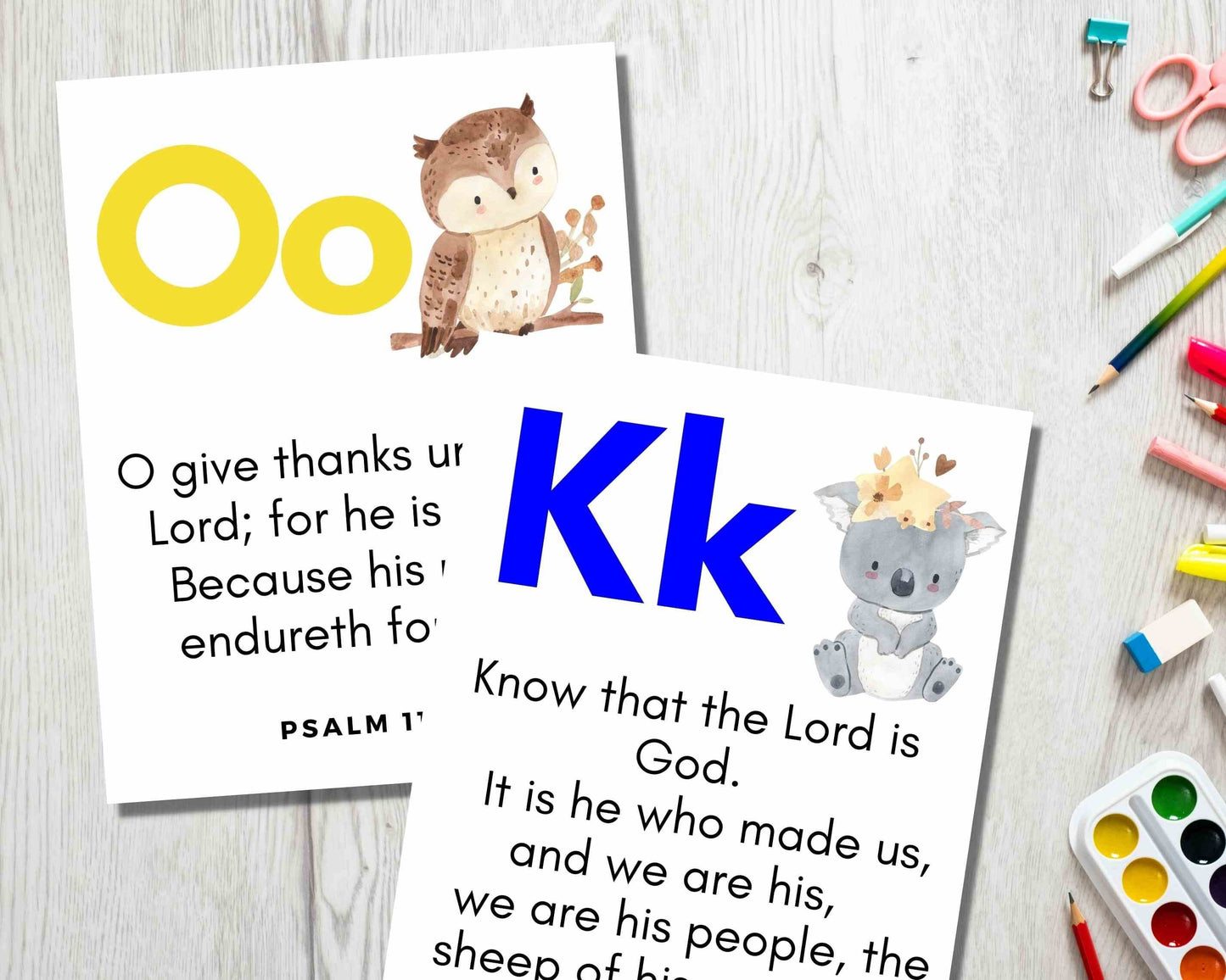 Kids Printable Alphabet Bible Verse Cards from A to Z