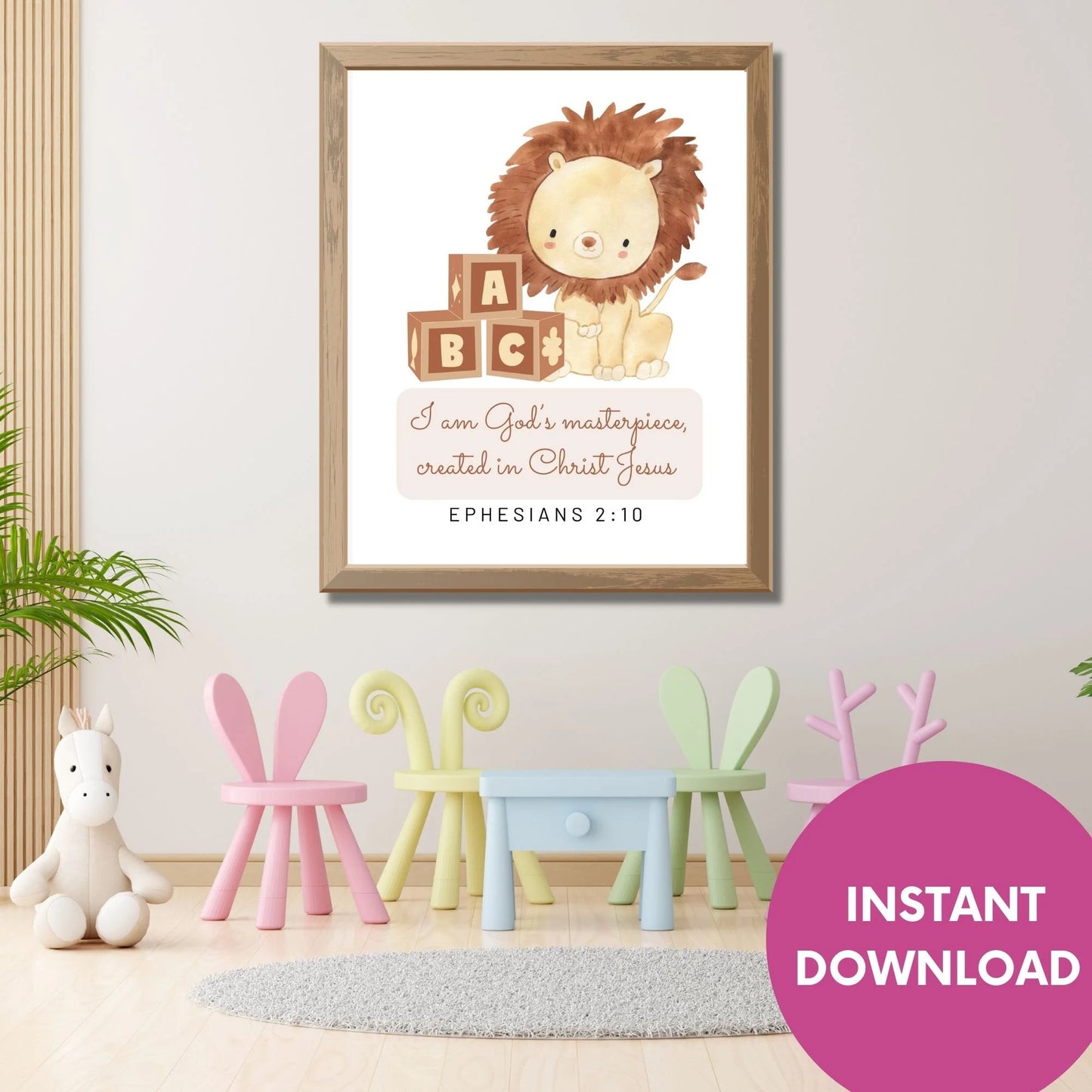 Set of 3 Printable Bible Verse Safari Nursery Room Decor