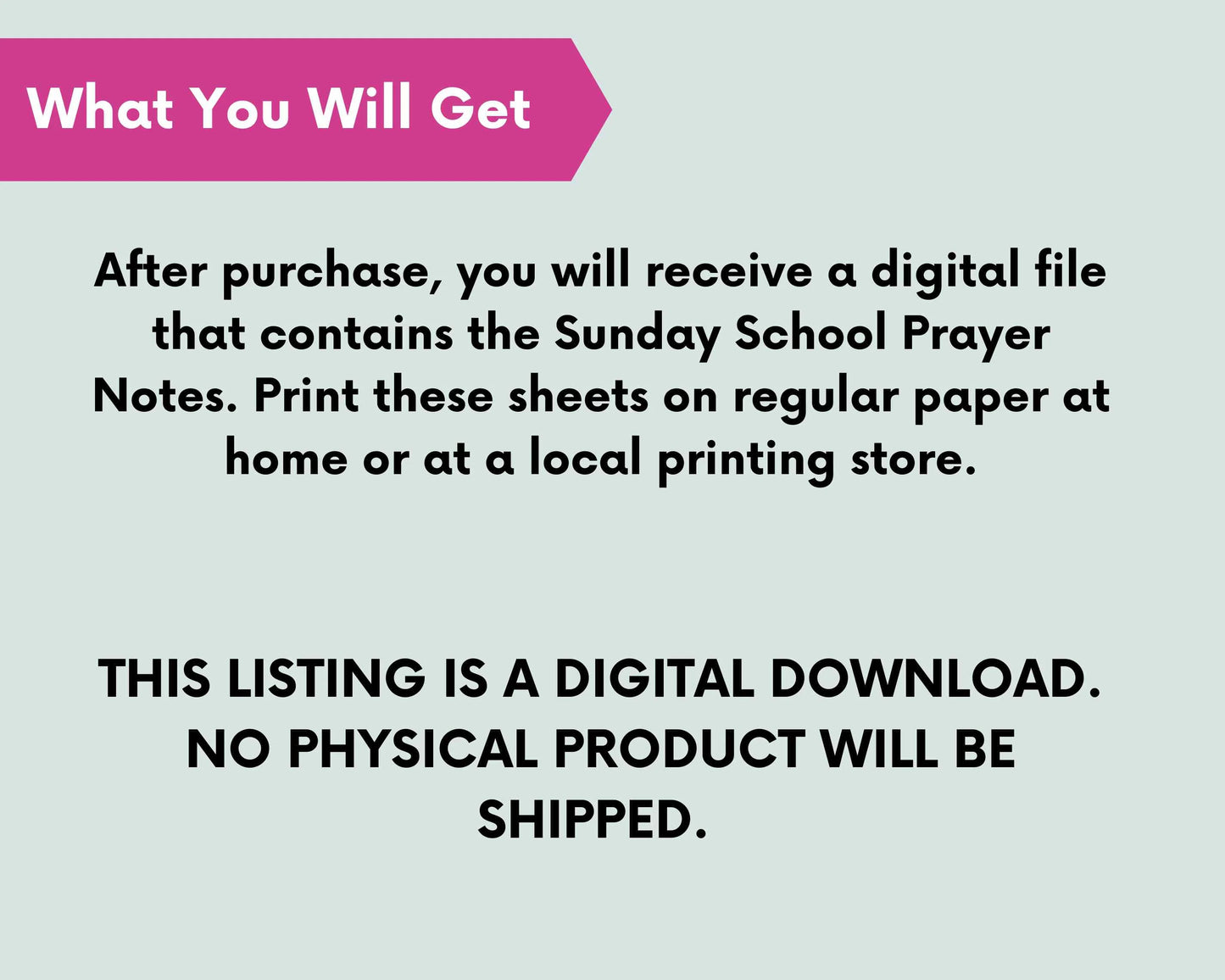 Sunday School Prayer Notes for Kids Instant Download