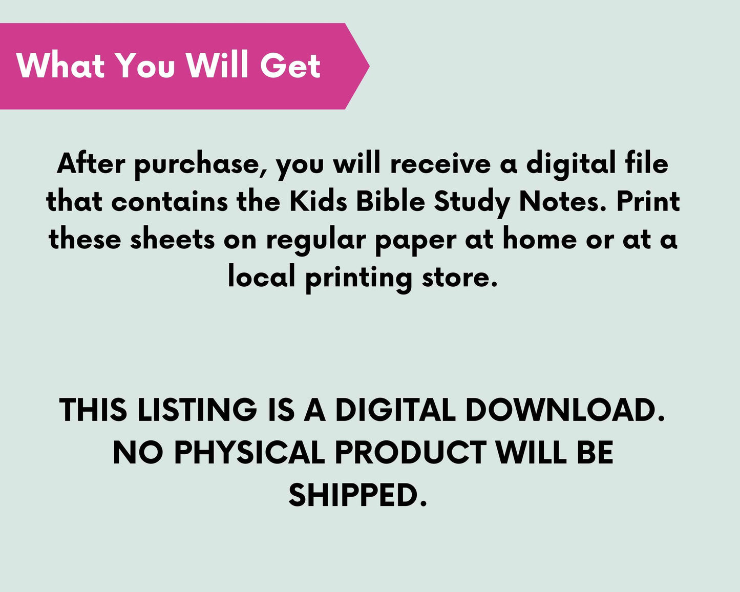 Sunday School Bible Study Notes for Kids Instant Download