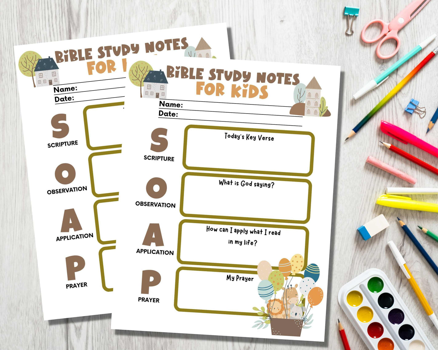 Sunday School Bible Study Notes for Kids Instant Download