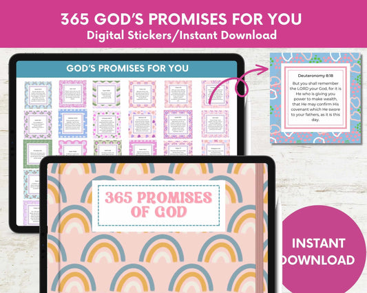 365 God’s Promises Bible Verses Digital Stickers for Christians