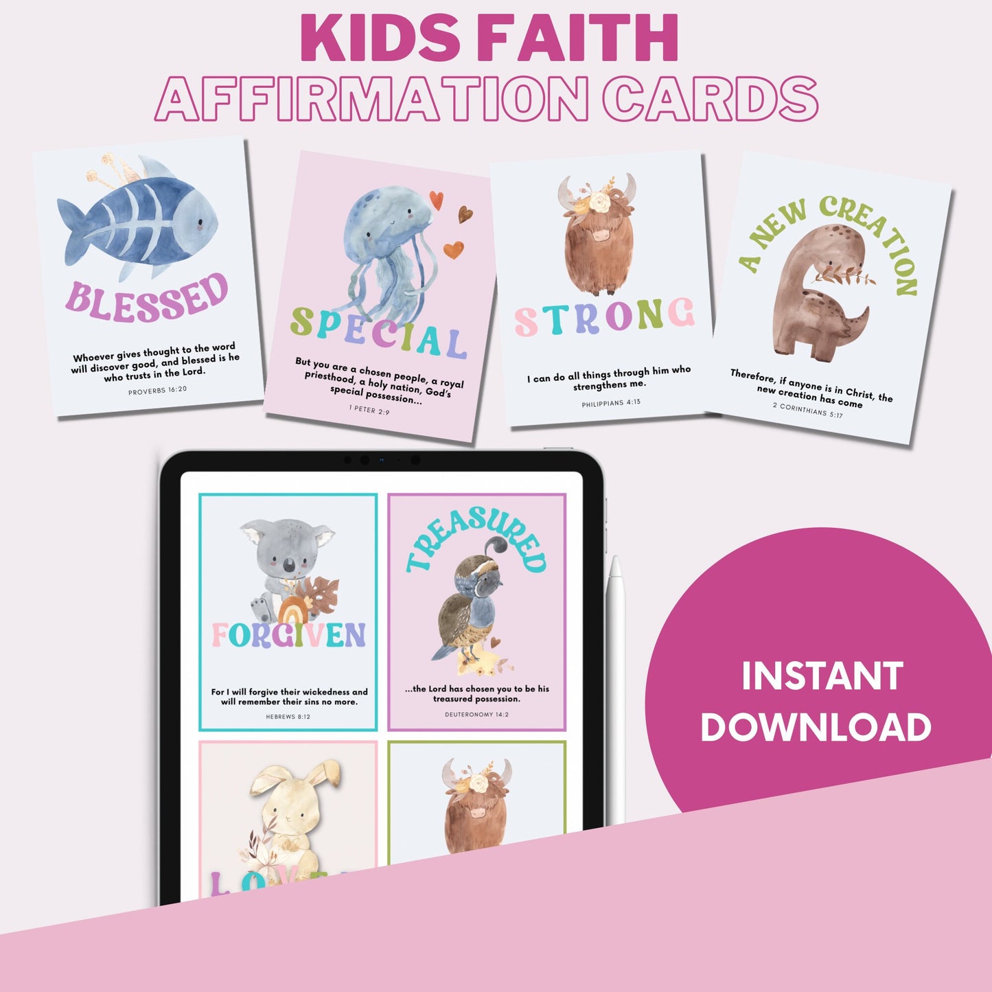 Sunday School Faith Affirmation Cards Lunchbox Notes for Kids