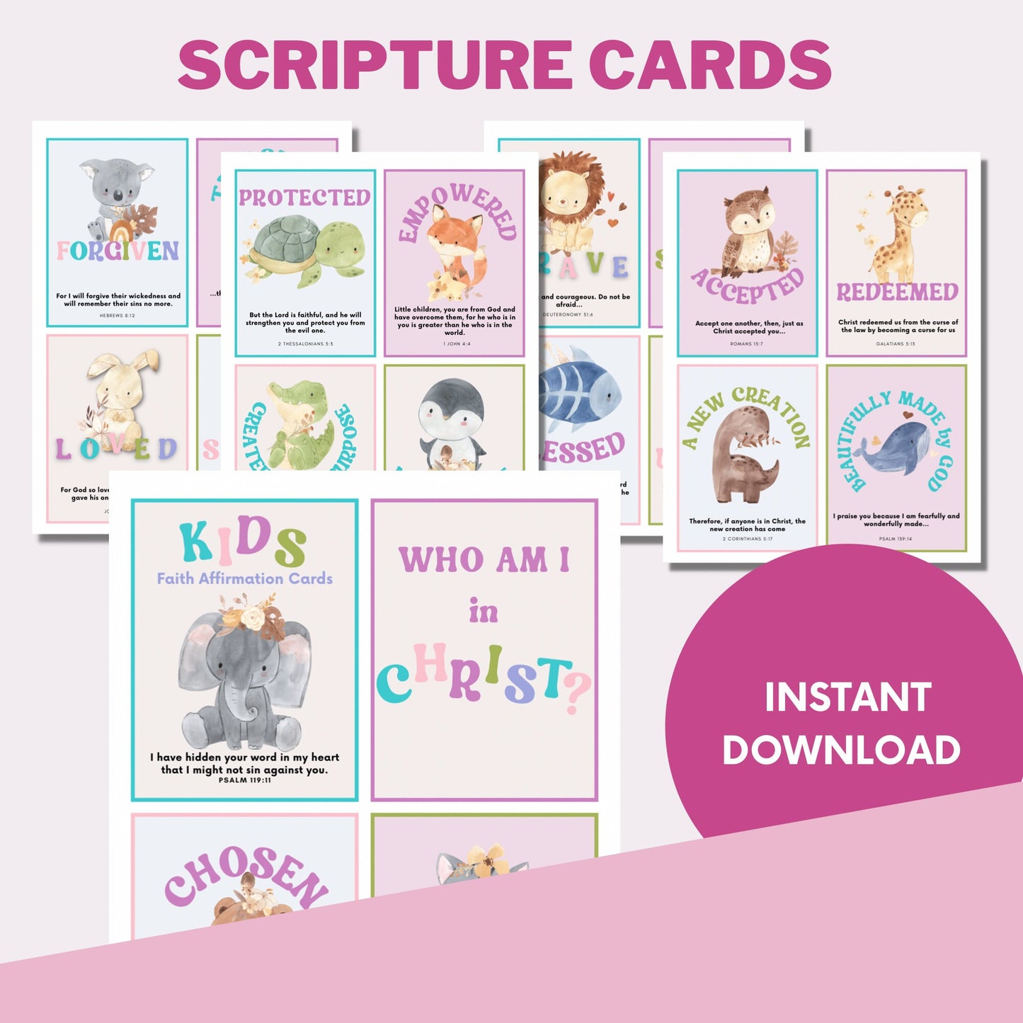 Sunday School Faith Affirmation Cards Lunchbox Notes for Kids