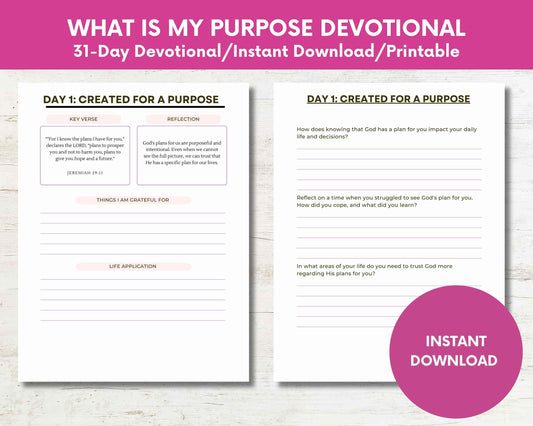 Discover Your Purpose:31 Day Printable Devotional for Christian Women