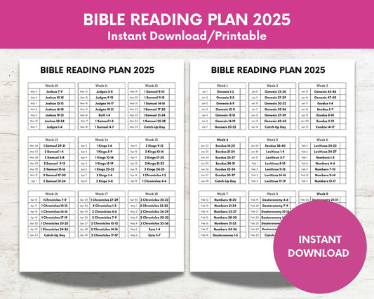 2025 Printable Bible Reading Plan, Read the Bible in 1 Year