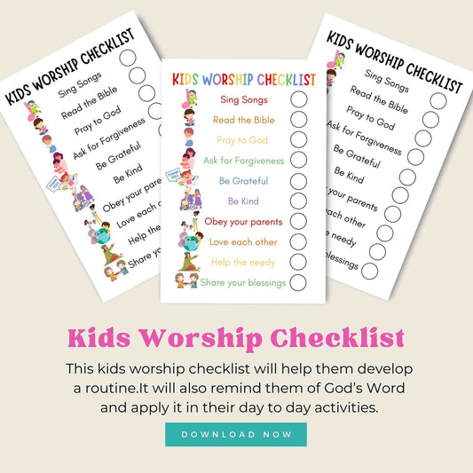 Printable Sunday School Kids Worship Checklist for Children’s Ministry