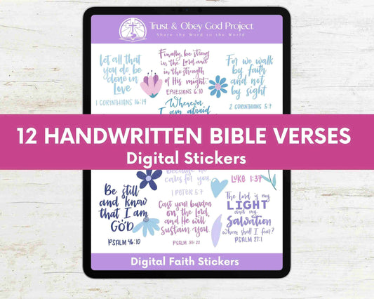 Handwritten Bible Verse Digital Stickers for Goodnotes Planner