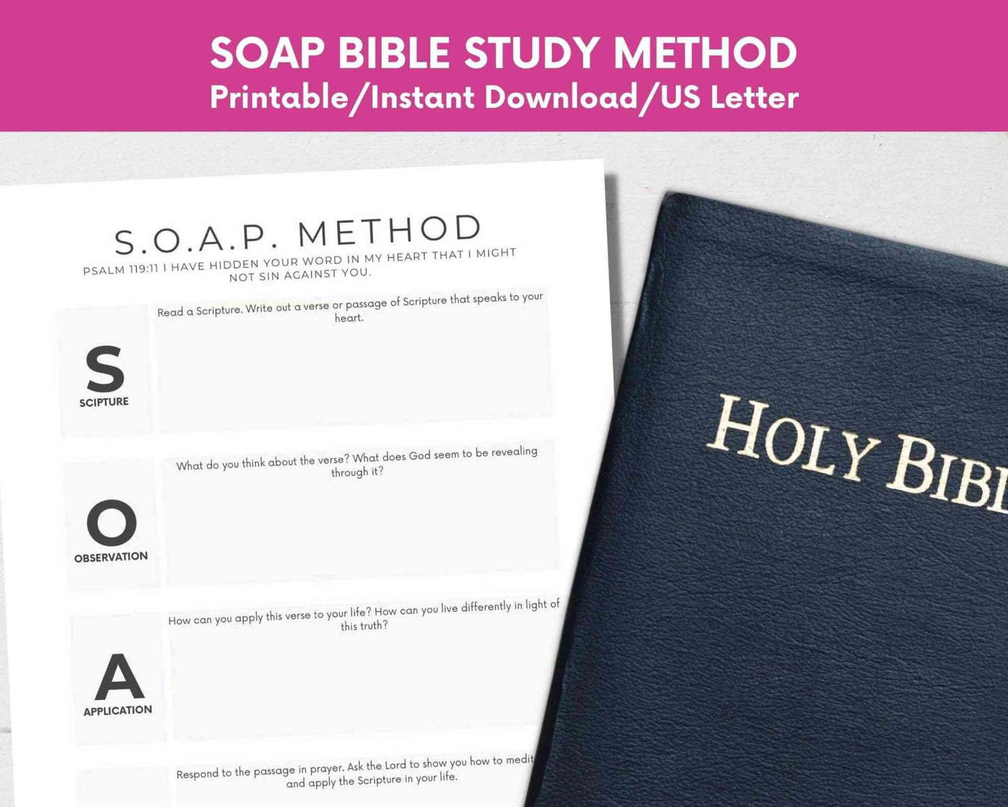 Simple Printable SOAP Devotional TemplateChristian Bible Study Method