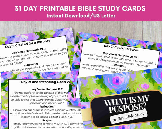 Discover Your Purpose: A 31-Day Bible Study Scripture Card Set for Women