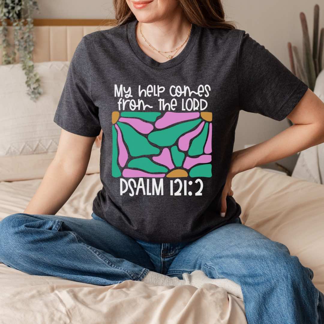 My Help Comes from the Lord | Boho Floral Soft Cotton Tshirt for Women